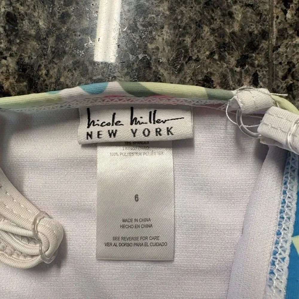 Nicole Miller New York Girls Size 6 Floral One-Piece Swim Skirt Swimsuit Lined